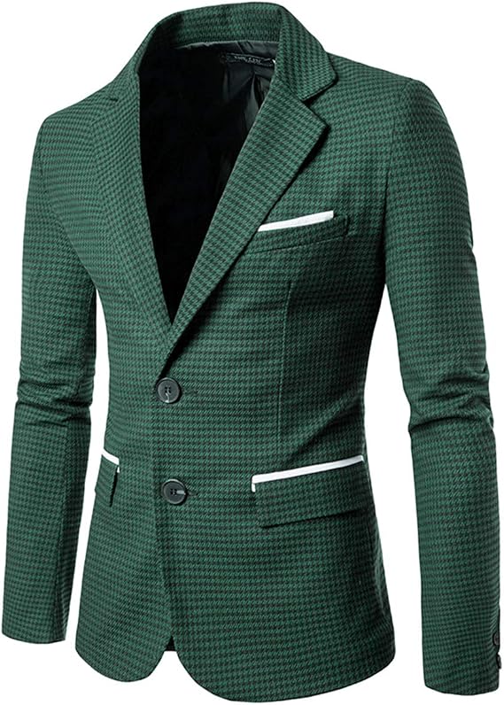 Cloudstyle Mens Clasic Fit Plaid Suit Jacket Single Breasted Daily Blazer Sport Coat