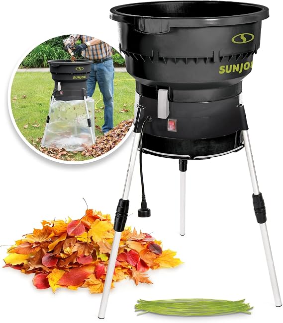 Sun Joe Corded Leaf Mulcher Shredder with Adjustable Control Dial, 8,000 RPM, 13-Amp Motor - Portable Electric Mulching and Shredding Machine for Lawn Care, SDJ616 | 1 Reduction, 12 in Max Cutting Diameter, Mulches Up to 55 Gallons and Min