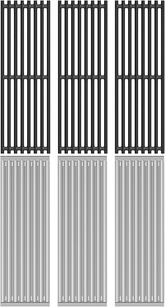 Outspark Grill Replacement Parts for Charbroil TRU-Infrared 2015 and Newer Commercial, Signature, Professional Series Gas Grills, Stainless Steel Emitter Plates and Cast Iron Cooking Grates, 17" x 6"