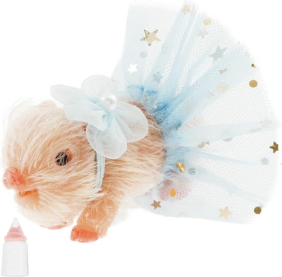 Silicone Pig Doll Toy Mini Reborn Soft Lifelike Silicone Piglet Doll Miniature Animal Toy Cute Simulation Design Body Piggy Toys with Accessories for Kids Gift Home Decoration 7.5 x 3.3 x 3cm