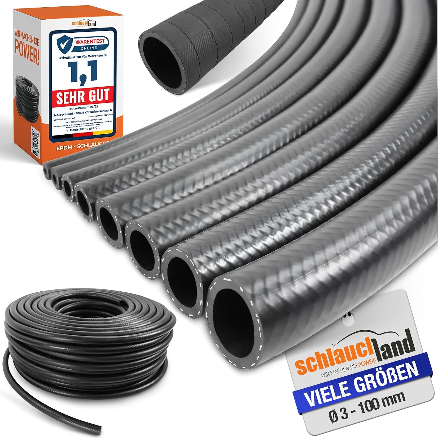 1 m EPDM Radiator Hose Diameter 20 x 28 mm Coolant Hose Coolant Hose 130 °C Various Sizes and Lengths Fabric Reinforced Vacuum Hose Rubber Hose Hot Water DIN 73411 Smooth Exterior