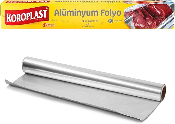 Alüminyum Folyo 15 mt, BPA İçermez, Dayanıklı Yapışmaz Folyo 30 cm x 15 mt, Tavuk, Izgara, Et, Yemek, Gıda Artıklarını Saklamak için İdeal, Mutfakta Çok Yönlü Kullanım, Yüzey Korumaya Uygun