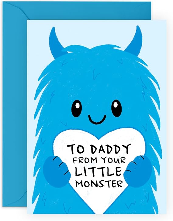 CENTRAL 23 Birthday Card For Men - Daddy From Your Little Monster - Funny Fathers Day Cards For Dad Uncle - Dad Valentines Cards From Son Daughter - Gifts For Him -  With Fun Stickers