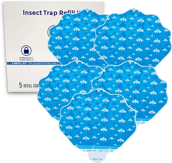 Flying Insect Trap Refill Kit Plug-in Sticky Card Plug Refills | Replacement Glue Cards for HU002 Insect Trap (5 Pack-Refill, Transparent)