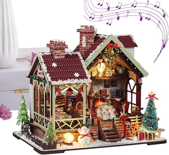 Miniature House Kit - Small House Kit, Wooden Dollhouse Miniature, Dollhouse Model Craft | Wooden 3D DIY Model Craft | Family Wooden 3D DIY Miniature House Kit Creative Book Knock Decoration Model