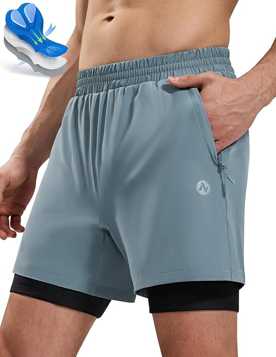 Nepest Mens 4D Padded Mountain Bike Shorts MTB Cycling Biking Bicycle Riding Shorts with Zipper Pockets