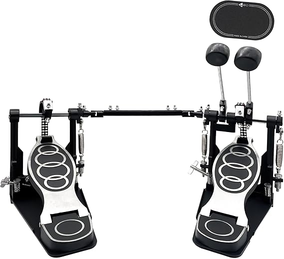 Double Bass Pedal, Double Chain Double Bass Drum Pedals, Double Kick Drum Pedal with Patch Suit for Kick Drum Set Electronic Drums Beginner Practice