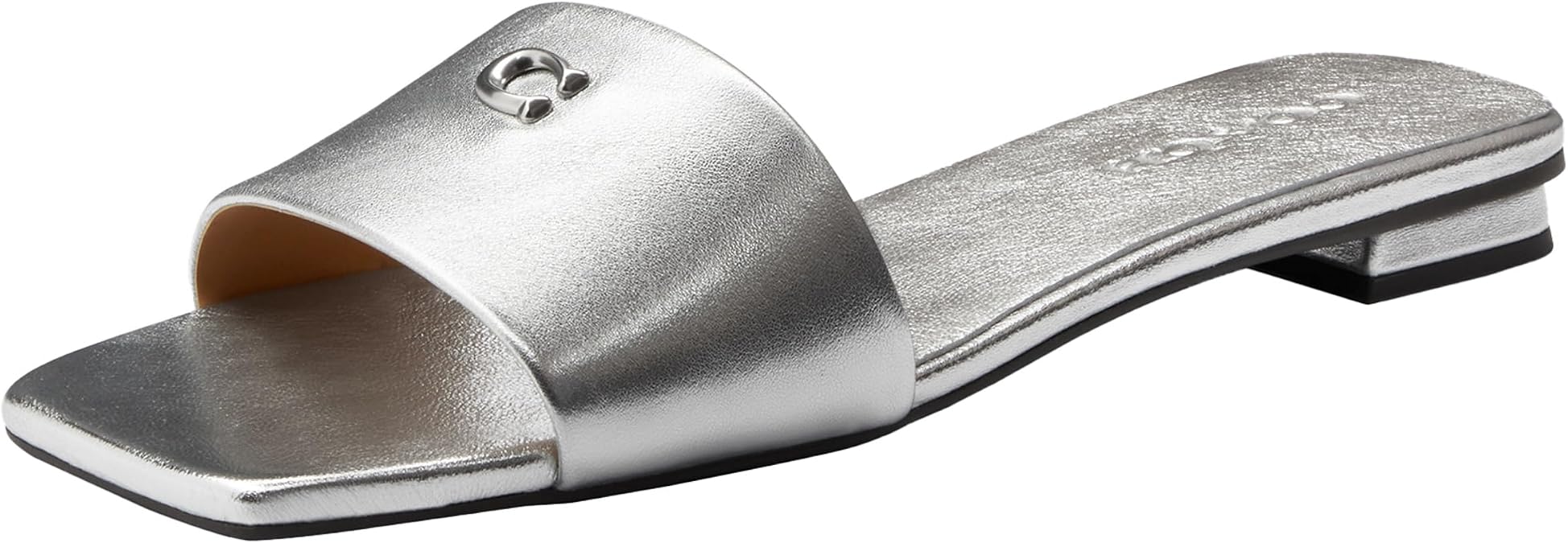 Coach Sculpted C Flat Sandal Women's Flat Sandals, silver, 6 UK