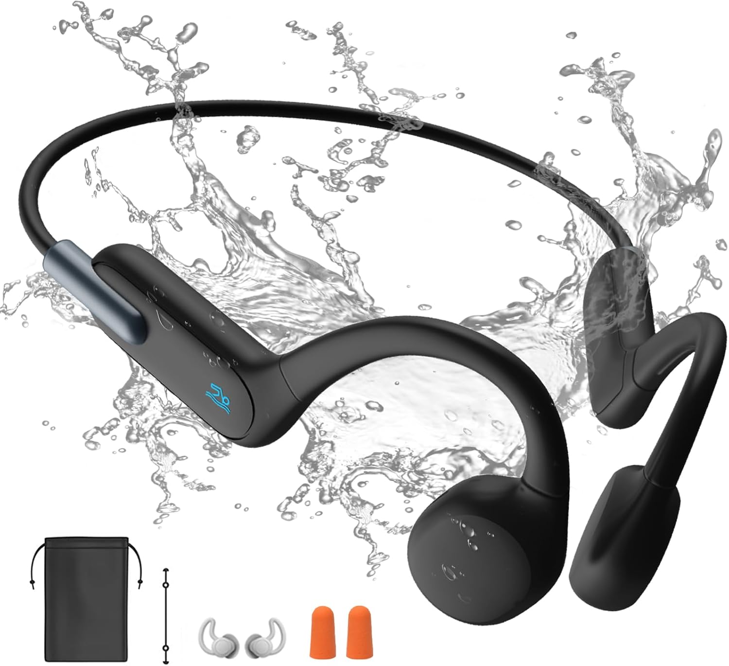 Bone Conduction Headphones Swimming, IPX8 Waterproof Headphones Swimming, Built-in 32G Memory, Bluetooth 5.3, Underwater Headphones with MP3 Player for Swimming, Surfing, Running