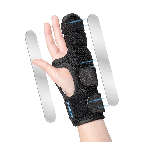 Pinky Finger Splint Boxer Fracture Splint for Men Women Adjustable Finger Brace with Removable Aluminum Supports for Arthritis Fracture Broken Mallet Dislocated Trigger Finger Left L