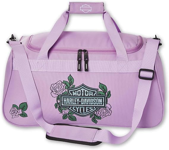 Harley-Davidson Bar & Shield Logo Roses Graphic Durable Duffel Bag - Pink
