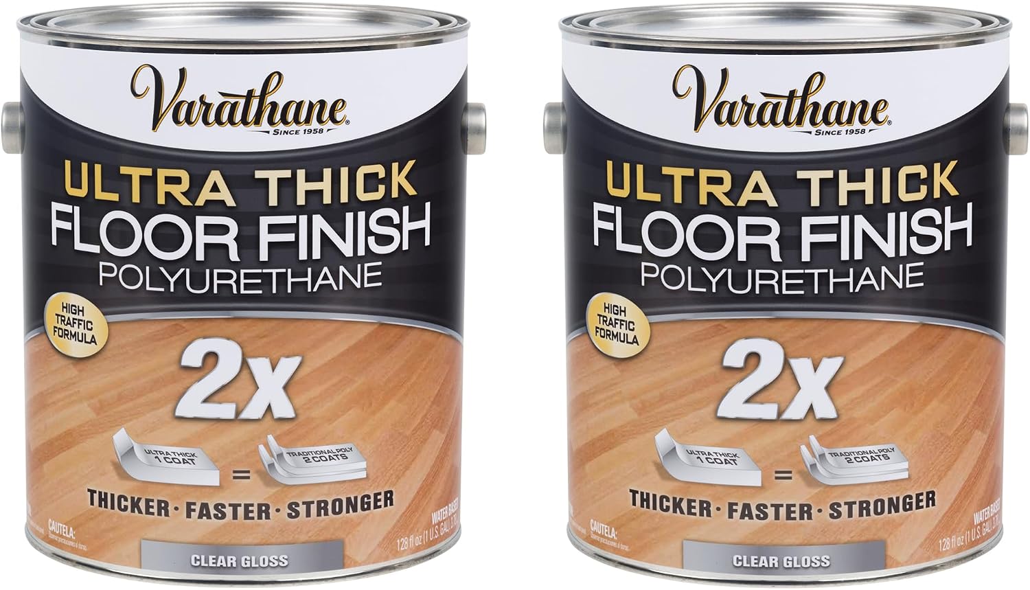 Varathane 298272-2PK Ultra Thick Floor Finish Polyurethane, Gallon, Gloss Clear, 2 Pack