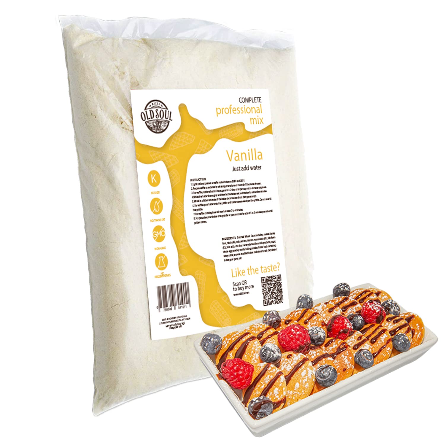 ALDKitchen Poffertjes Waffle Mix | Chocolate & Vanilla Flavour | Soy & Nut free | Mini Dutch Pancake Batter Vanilla, 5 Pound Pack of 1