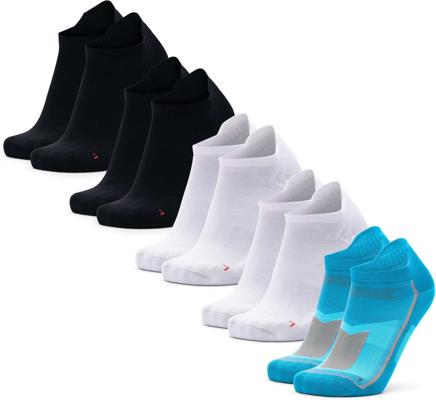 DANISH ENDURANCE Running Socks, Ankle Low Cut Length, Light Weight Sweat Wicking Sports Socks, Anti-Blister & Breathable, Unisex, for Men & Women, 5 Pack