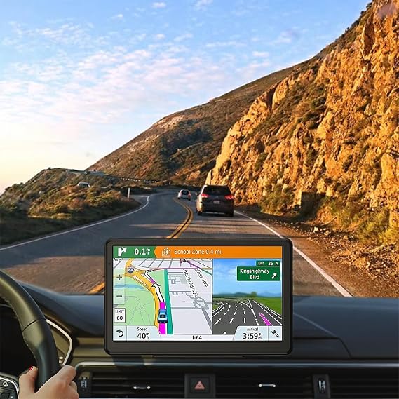 GPS Navigator for Car, Latest 2025 Map 7 inch Touch Screen Car GPS 256-16GB, Voice Turn Direction Guidance, Support Speed and Red Light Warning, North America Lifetime map Free Update(Pink)