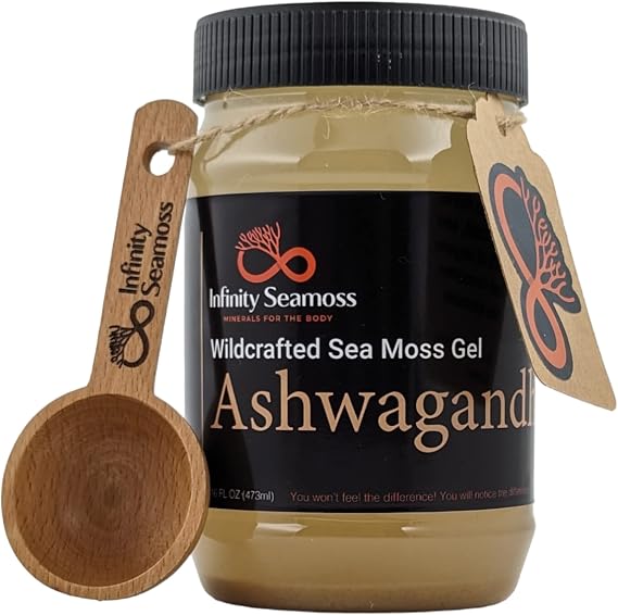 Sea Moss Gel + Ashwagandha | St. Lucia Wildcrafted Sea Moss | 100% Organic (16oz)