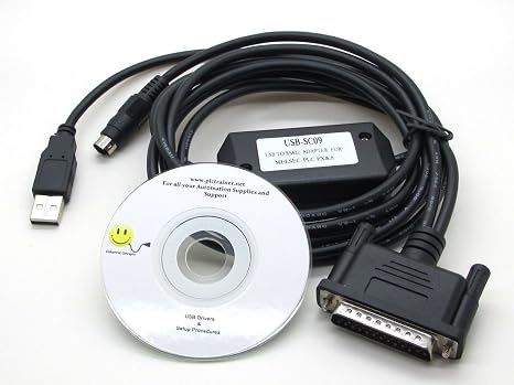 USB SC09-FX 4P Black Male-to-Male USB Cable for Mitsubishi MELSEC FX Series PLCs
