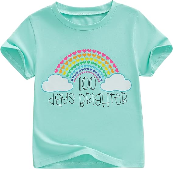 Canis Kids Toddler Little Boys Girls 100 Days of School T-Shirt 100 Days Brighter School Celebration Student Shirt