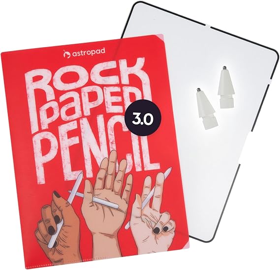 Astropad Rock Paper Pencil v3.0 Paper Screen Protector for iPad 10.2 (7th, 8th, 9th Gen) + point Apple Pencil Tips 2 Pack Compatible with Apple Pencil 1st/2nd Gens and Pencil Pro