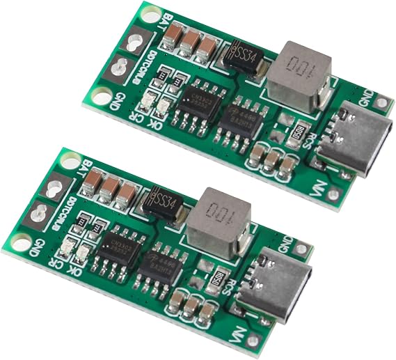 2PCS Type-C USB 2S 2A Boost Converter 8.4V 12.6V 16.8V Step-Up Power Module LiPo Polymer Lithium Battery Charging Protection Board