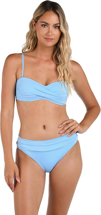 La Blanca Women's Island Goddess Bandeau Bikini Swimsuit Top, Crystal Blue, 10