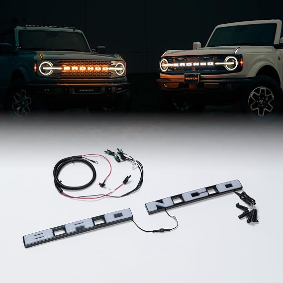 Putco Luminix LED Grille Emblem, Fits 2021-2027 Ford Bronco, w/Front Camera - Amber & White