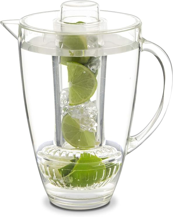Fruit Infusion Flavor Pitcher | Acrylic Infusion Jug with Ice Core 94 oz Clear