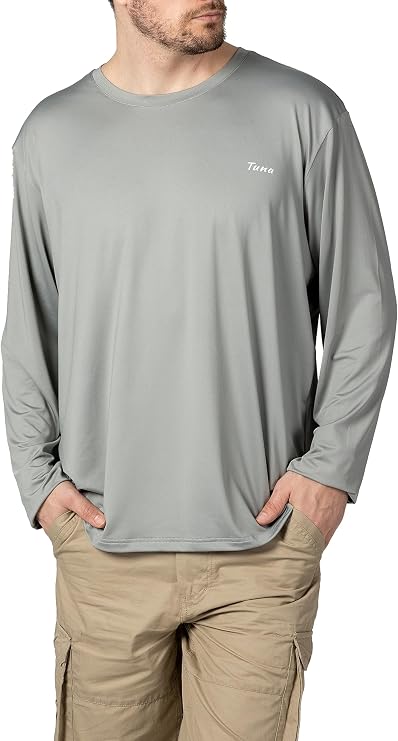Men's Fishing UV UPF 50+ Sun Protection Quick-Dry Anti-Static Hiking Outdoor Long Sleeve Soild Sport Running T-Shirts