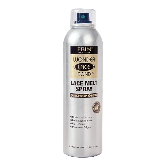 EBIN NEW YORK Wonder Lace Bond Lace Melt Aerosol Spray Silk Protein + Biotin | Extra Firm Hold Wig Adhesive Spray | Moisturizing Natural Finish | 6.08 Fl Oz