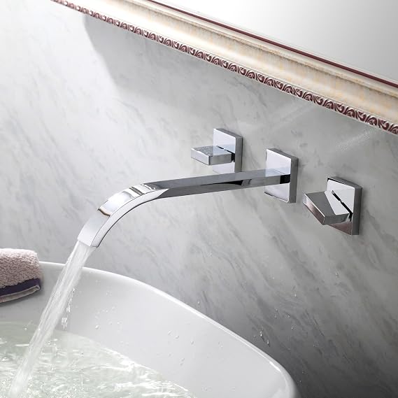 Lightinthebox Two Handle Widespread Flexble Wall Mounted Bathroom Vessel Sink Lavatory Faucet Chrome Finish Spout Bathtub Mixer Taps Bath Shower FaucetsShower System Widespread Waterfall Faucets