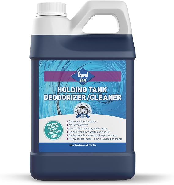 Travel Jon RV Toilet Treatment, Powerful Deodorizer / Waste Digester, Black & Grey Water Tank Treatment, Safe Septic Tank Odor Eliminator, Breaks Down Sludge, Tissue | Fresh Scent - 64 oz