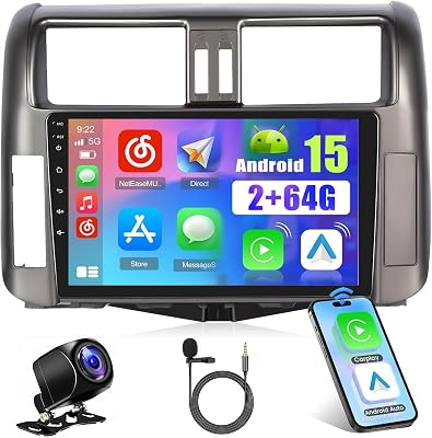 264G Radio for Toyota Prado 2010-2013 Android 15 Car Stereo with Wireless Carplay Android Auto, 9 Inch Touch Screen Radio Support DSP GPS WiFi Bluetooth SWCBackup Camera