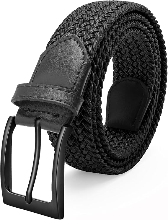 Men's Golf Belt, Stretch Braided Elastic Woven Casual Jeans Belts 1 3/8" Nylon Web Work Belts for Men