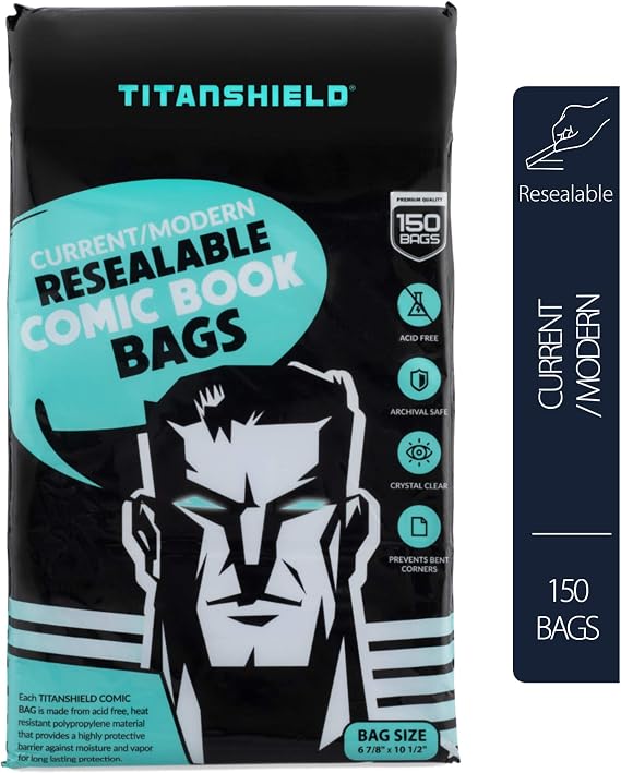 TitanShield Current/Modern Size Resealable Comic Book Bags (150 Count)