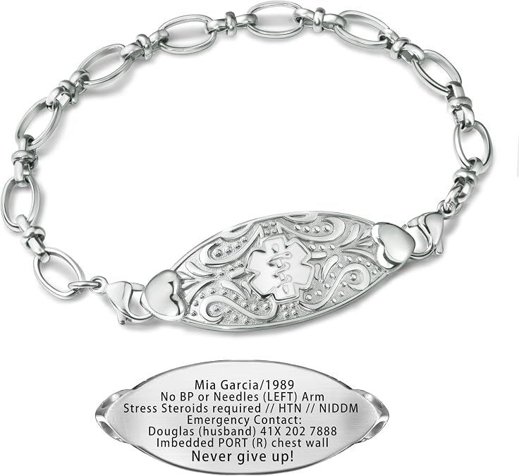 Customized Medical Alert Bracelets for Women with Laser Engraving | Stainless steel Medic ID, Personalized Emergency Identification, Emergency Alert Jewelry,for Diabetes, Blood Thinner
