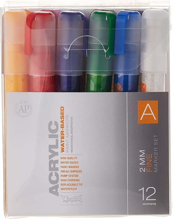 Montana Cans Acrylic Marker Set A, Fine, 12-Colors