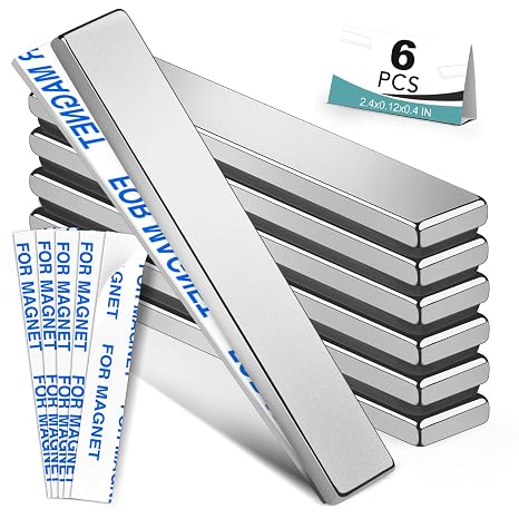 BEST CHOICE MAGNETS 6 Pack Strong Neodymium Bar Magnets, 60 x 10 x 3 mm