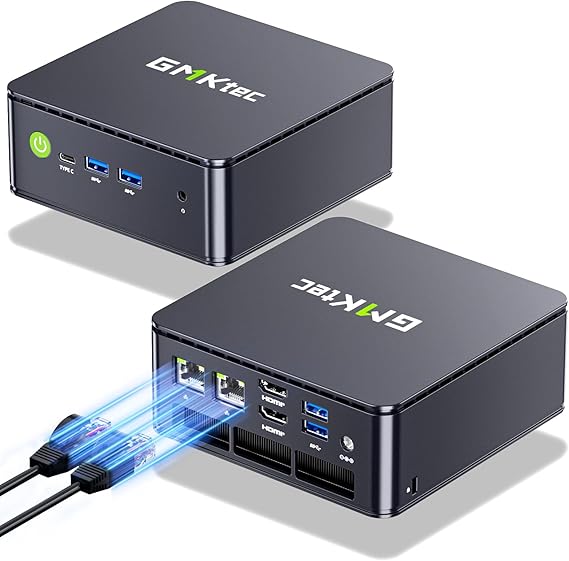 GMKtec Mini PC, G11 AMD Ryzen Embedded R2514 (Beats 4300U/N150), 16GB DDR4 RAM 512GB PCIe M.2 SSD, Business Office Personal Desktop Computer Dual NIC 2.5GbE USB-C HDMI Triple Display