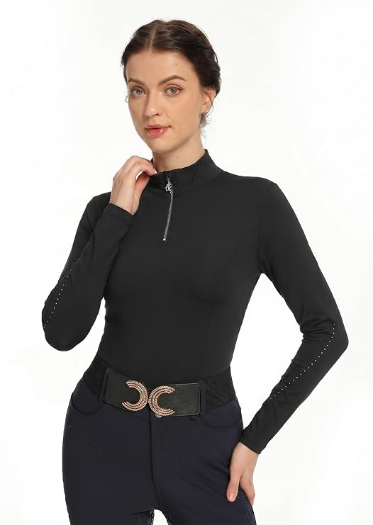Harrison Howard Women's Horse Riding Long Sleeve Equestrian Show Shirt