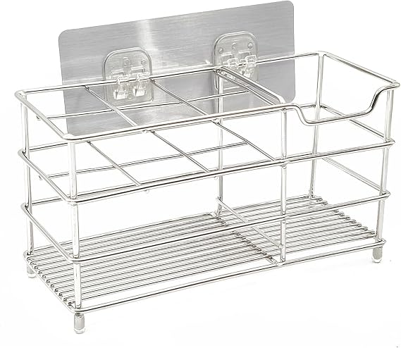 Stainless Steel Toothbrush Holder with 7 Slots – Stand/Wall-Mounted Bathroom Organizer for Razors, Shavers, Combs, and Electric Toothbrushes (Silver)