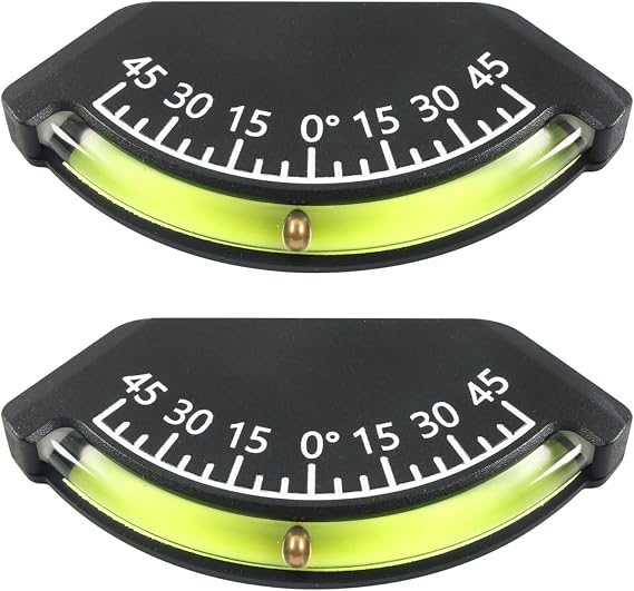RQG 2 Pack Brass Offroad Inclinometer, High Definition Small RV Level, Boat Angle Finder Slope Indicator Camper Level Gauge, for Tractor Trailer RV Offroad Accessories 4x4