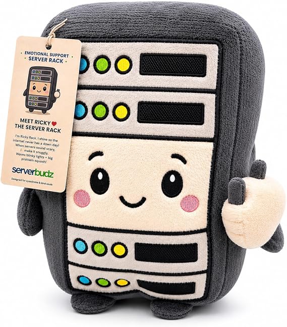 Ricky The RackTM Emotional Support Server Rack Plush | Funny IT Gift for Sysadmins, Devops Engineers & Data Center Teams