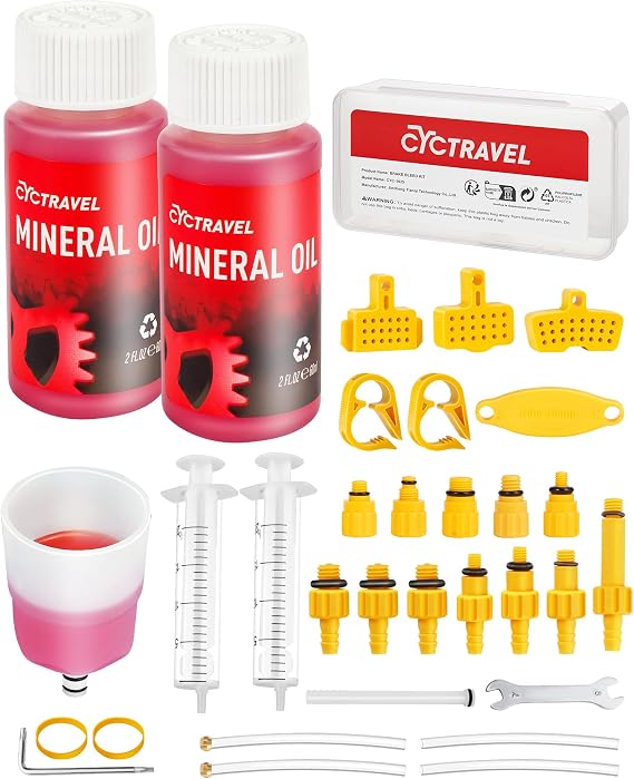 Brake Bleed Kit for Shimano, TEKTRO, TRP Hydraulic Disc Brakes, Mountain Brake Bleed Kit Including High Performance Mineral Oil Brake Fluid.