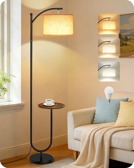 Floor Lamp with Table, Dimmable Floor Lamp for Living Room [Energy Class F]