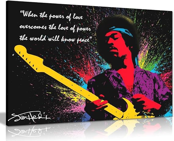 Jimi Hendrix Quote Colour Splash Canvas Wall Art Picture Print (12X8)