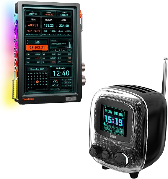 Divoom Times Frame-10.1" Digital Picture Frame and Tiivoo-2 Portable Bluetooth Speaker with FM Radio (Black)