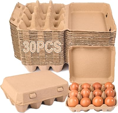 30 Pcs Blank Pulp Egg Cartons, 3  4 Style Square Tray, Holds 12 Eggs, Made of Recycled Pulp, Sturdy and Durable, Suitable for Egg Containers at Home, Chicken Houses, Markets, Restaurants