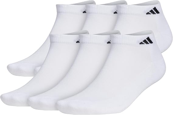 adidas Athletic Cushioned 6-Pack Low Cut | 6-Pack, Targeted Cushioning, Arch Support, Breathable Moisture-Wicking, Reinforced Heel & Toe, All-Day Comfort
