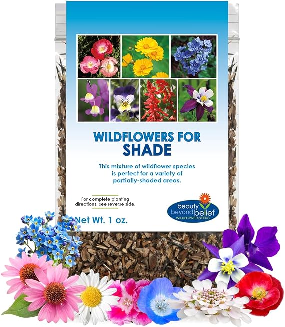 BBB Seed Shade Wildflower Seeds Mix, Partial Shade Flowers, Non-GMO 1 oz