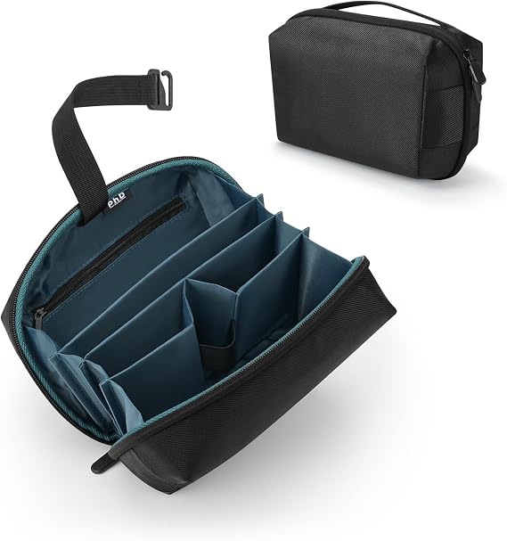 Yinke Travel Toiletry Bag for Men, Hanging Toiletry Bag Waterproof with Hook & Handle, Travel Wash Bag with 4 Compartments, Foldable Compact Size, Super Durable Fabric